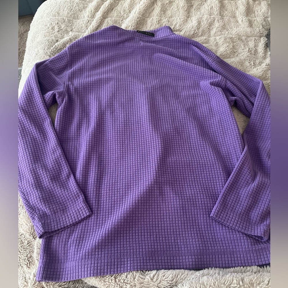 Southern Marsh Lavender Waffle-Knit Quarter-Zip Pullover with Teal Trim - Picture 2 of 2